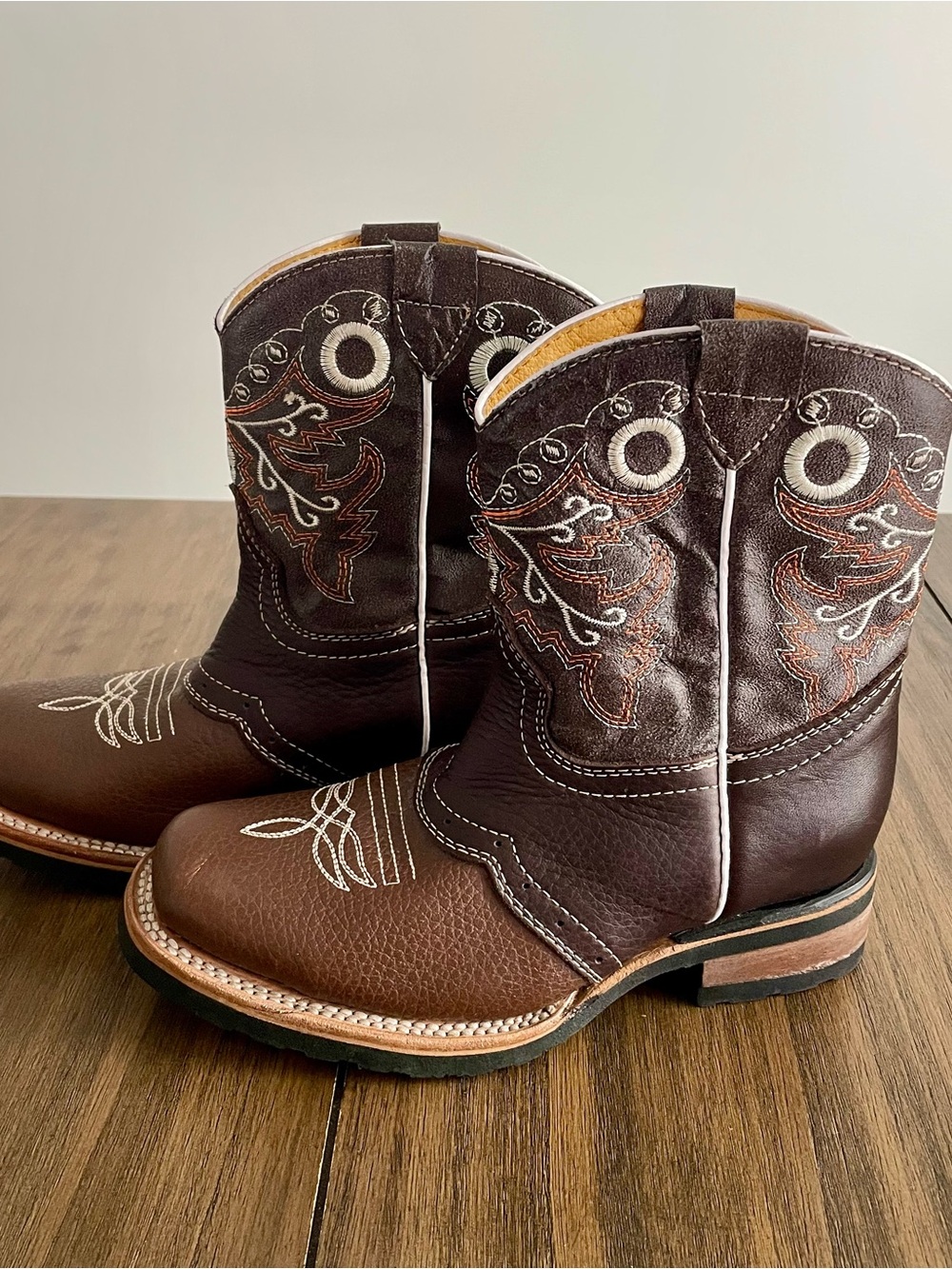 Western Cowboy Boots with Embroidered Shaft Pull-On Style Kids’ size